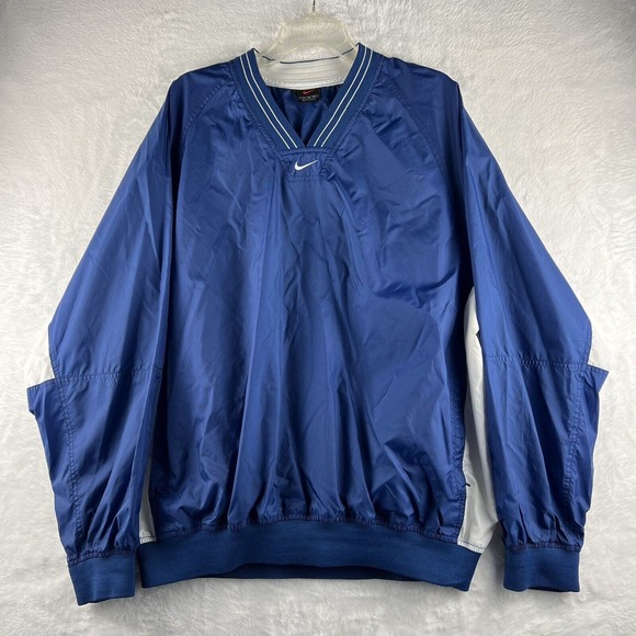 Nike Y2K Center Check Lightweight Blue Pullover Windbreaker Jacket XL *READ* - Picture 1 of 8